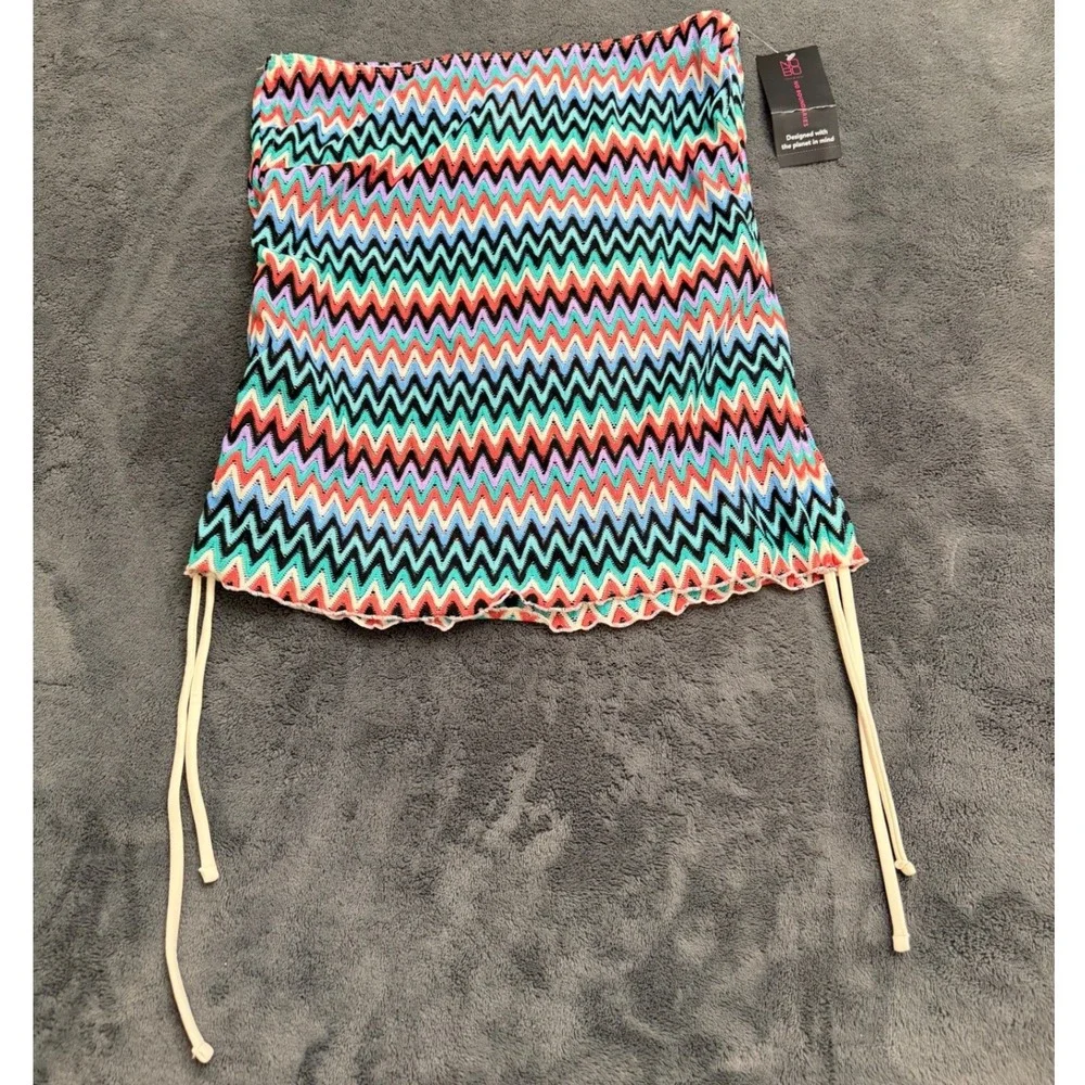 No Boundaries Swimsuit Cover Up Women Large Multicolor Excellent Zig Zag Knit